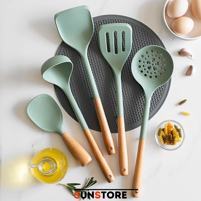 Conjunto de Utensílios para cozinha de Silicone 5 peças.